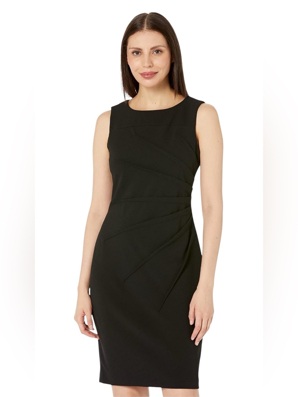 Calvin Klein Sleeveless Fitted Cocktail Sheath Dress in Black